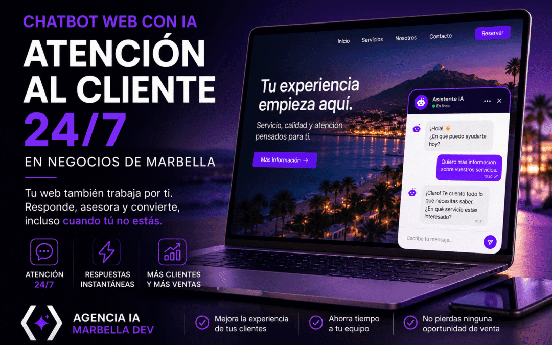Chatbot web con IA para atención al cliente 24/7 en negocios de Marbella