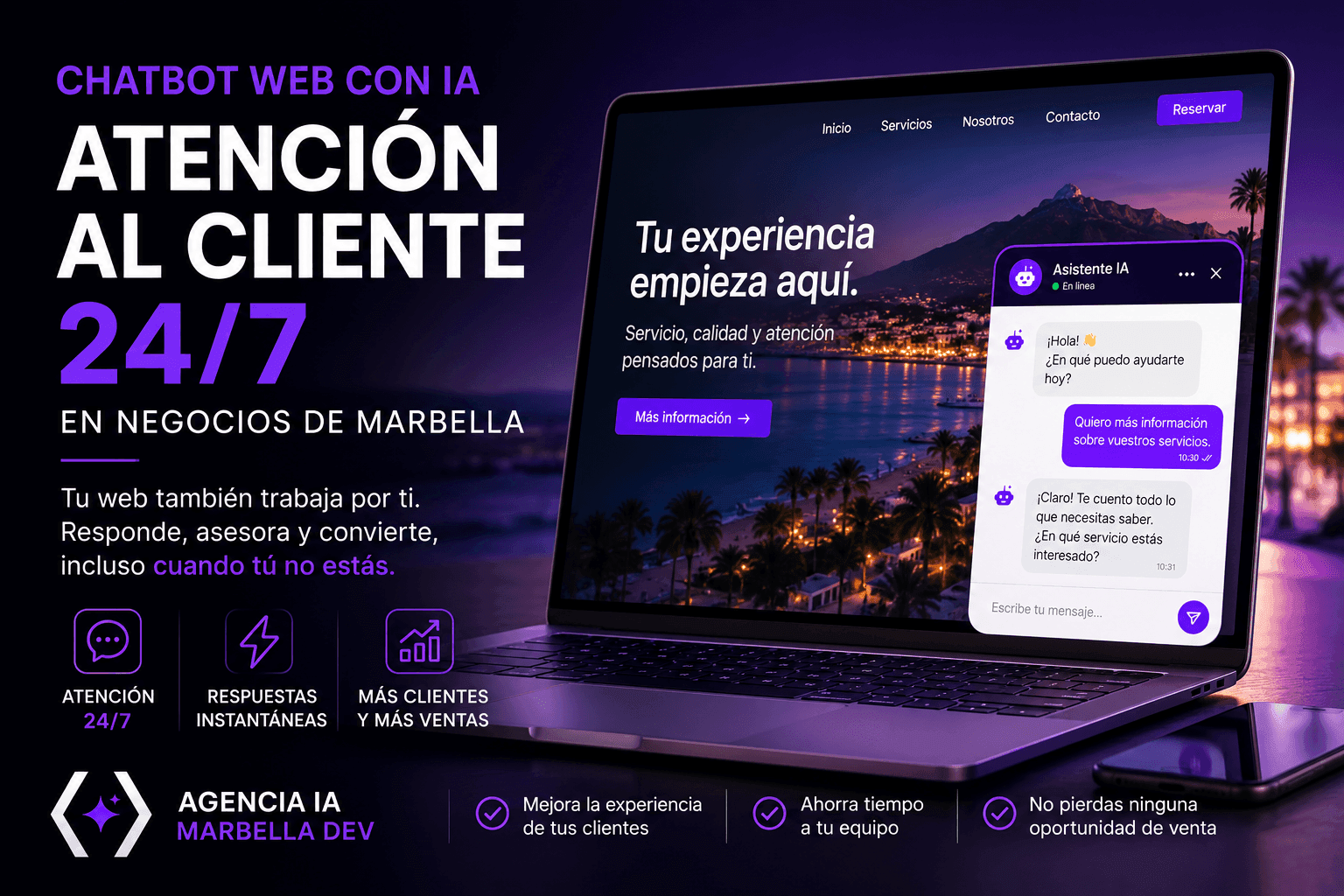 ai-009 Chatbot web con IA para atención al cliente 24/7 en negocios de Marbella