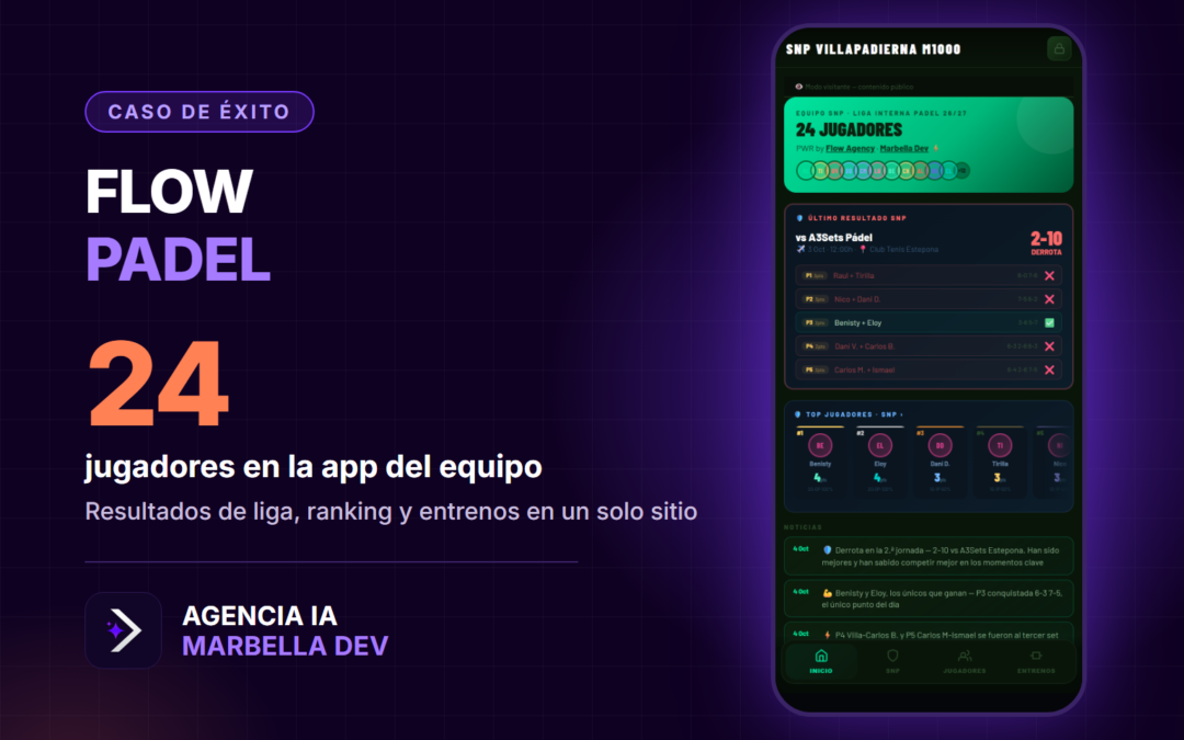Flow Padel: app web para la liga del equipo SNP Villapadierna M1000