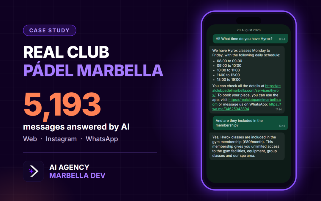 Real Club Pádel Marbella: AI agent on the web, Instagram and WhatsApp