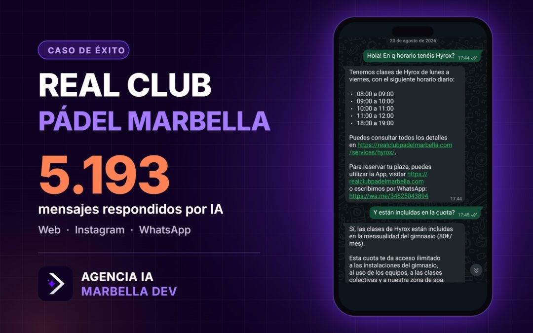Real Club Pádel Marbella: agente de IA en web, Instagram y WhatsApp